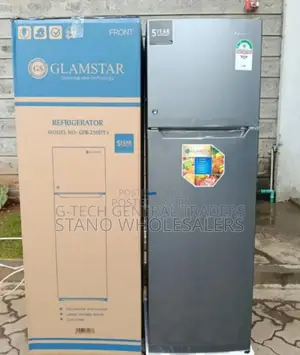 Double Doors Glamstar 168l Fridge. Grey Colour