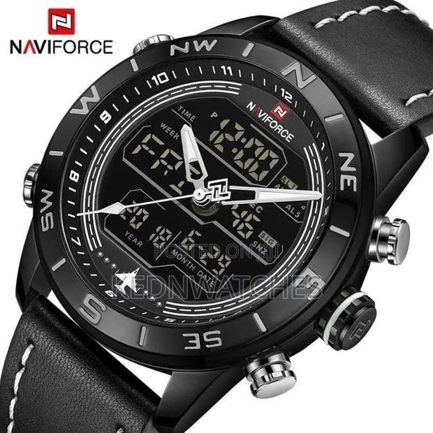 Men’S Wrist Watch Sport Chronograph Leather Steel Band