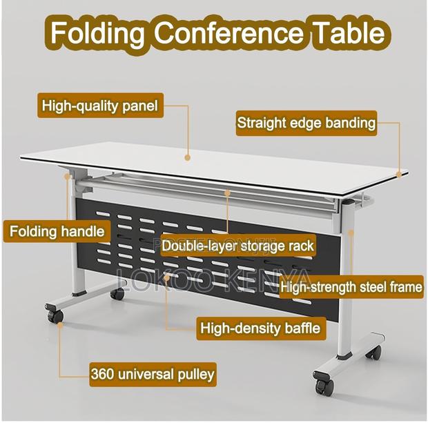 Office Table; Meeting Folding Conference Table With Wheels - thumbnail 11