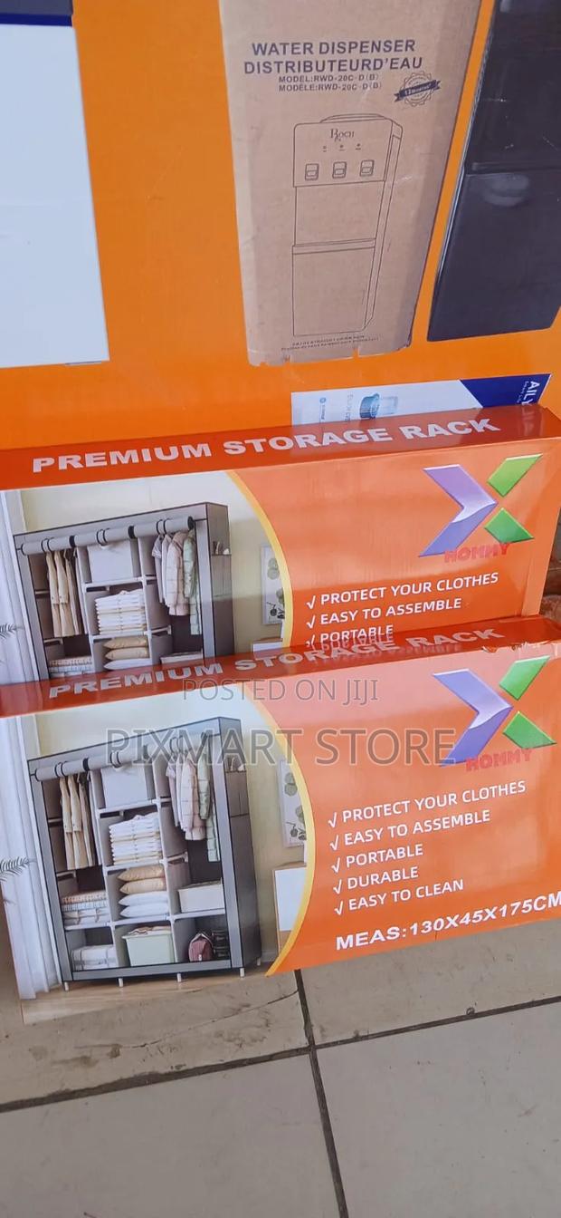 3-Section Metal Wardrobe With Durable Fabric Cover - main view