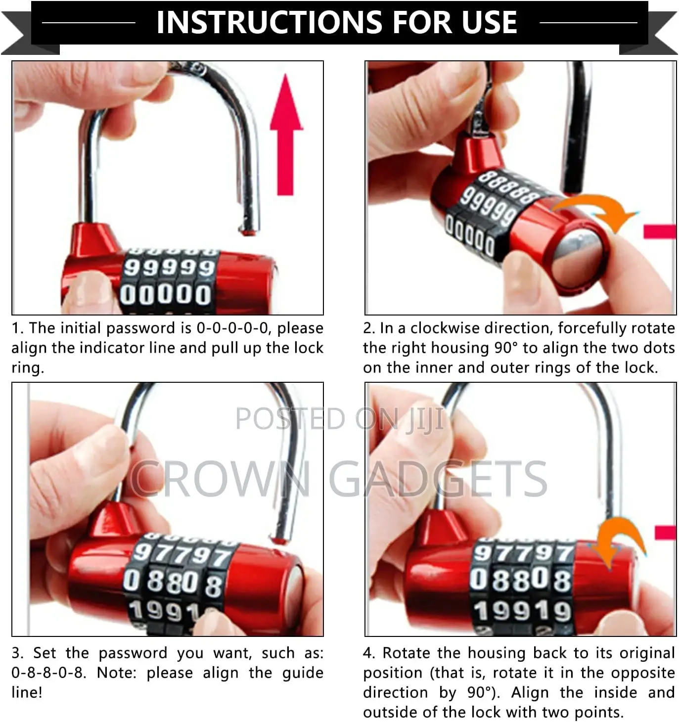 Resettable Stellar 50 Combination Lock 10,000 Codes