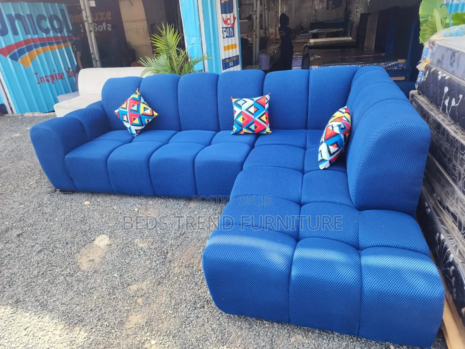 Blue Bold Bubble L Sofa 6 Seater