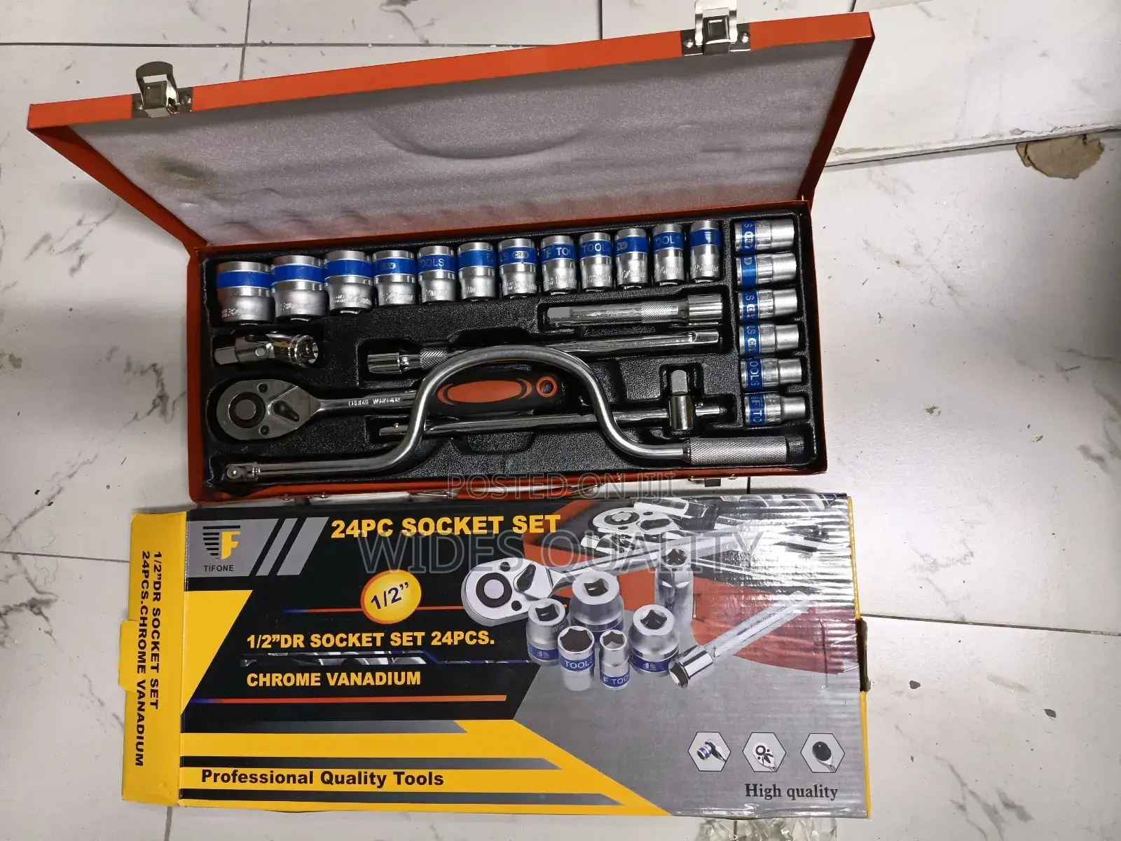 24-Piece Chrome Vanadium 1/2" Drive Socket Set