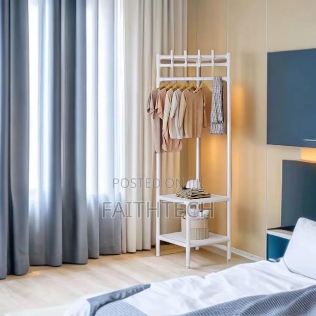 Metallic Corner Cloth Rack With Hanger