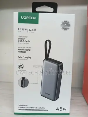 Ugreen 20000mah 45w Fast Charging Power Bank With Built-in Cable