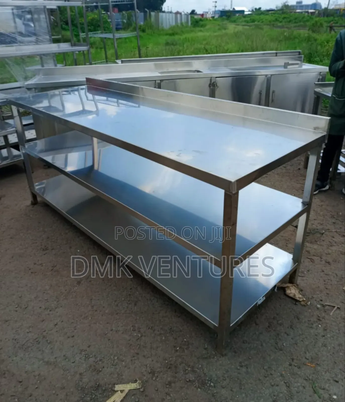 Stylish Pure Stainless Double Under Shelved Working Table Top