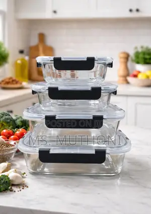 4-Piece Glass Food Container Set With Airtight, Locking Lids