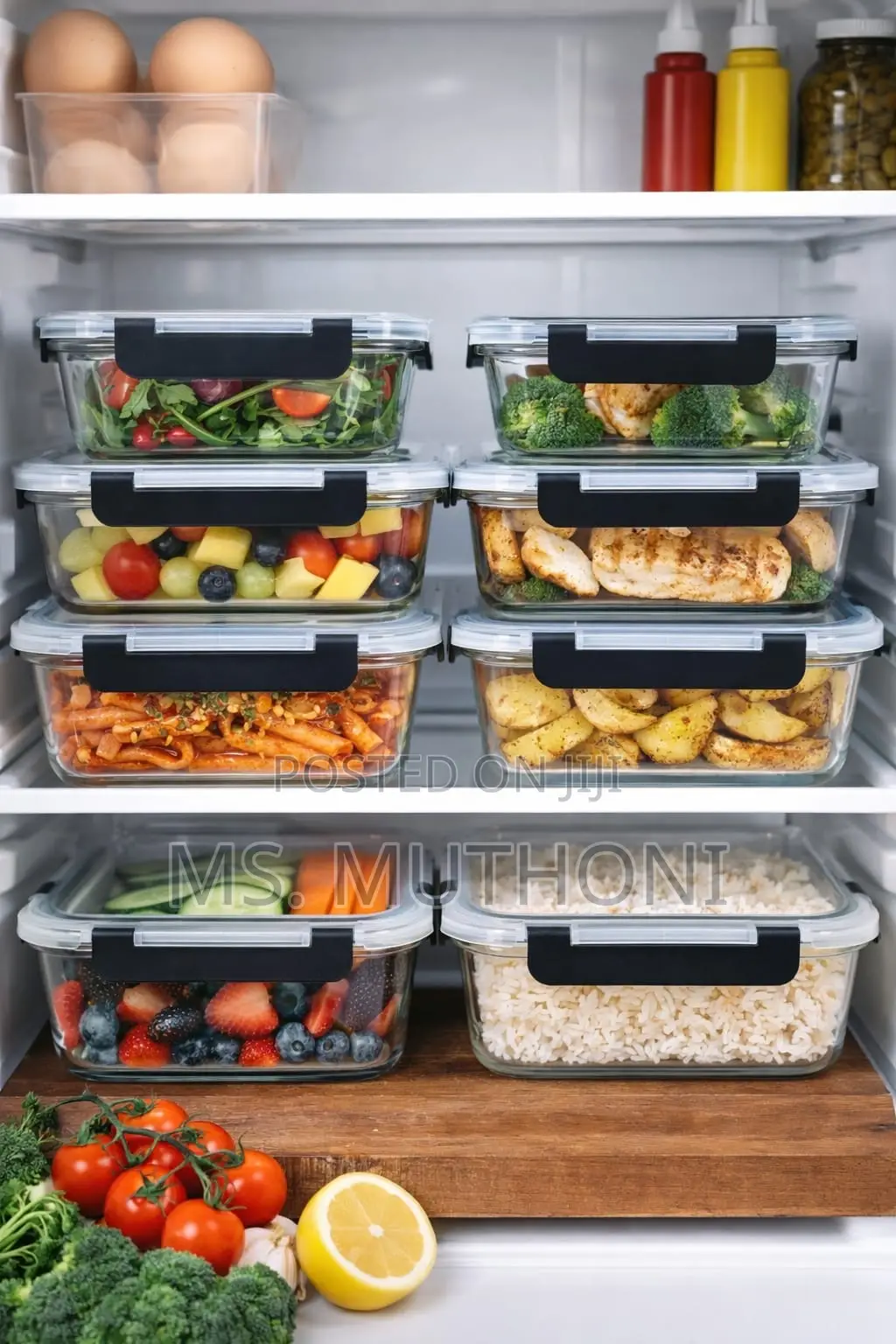 4-Piece Glass Food Container Set With Airtight, Locking Lids