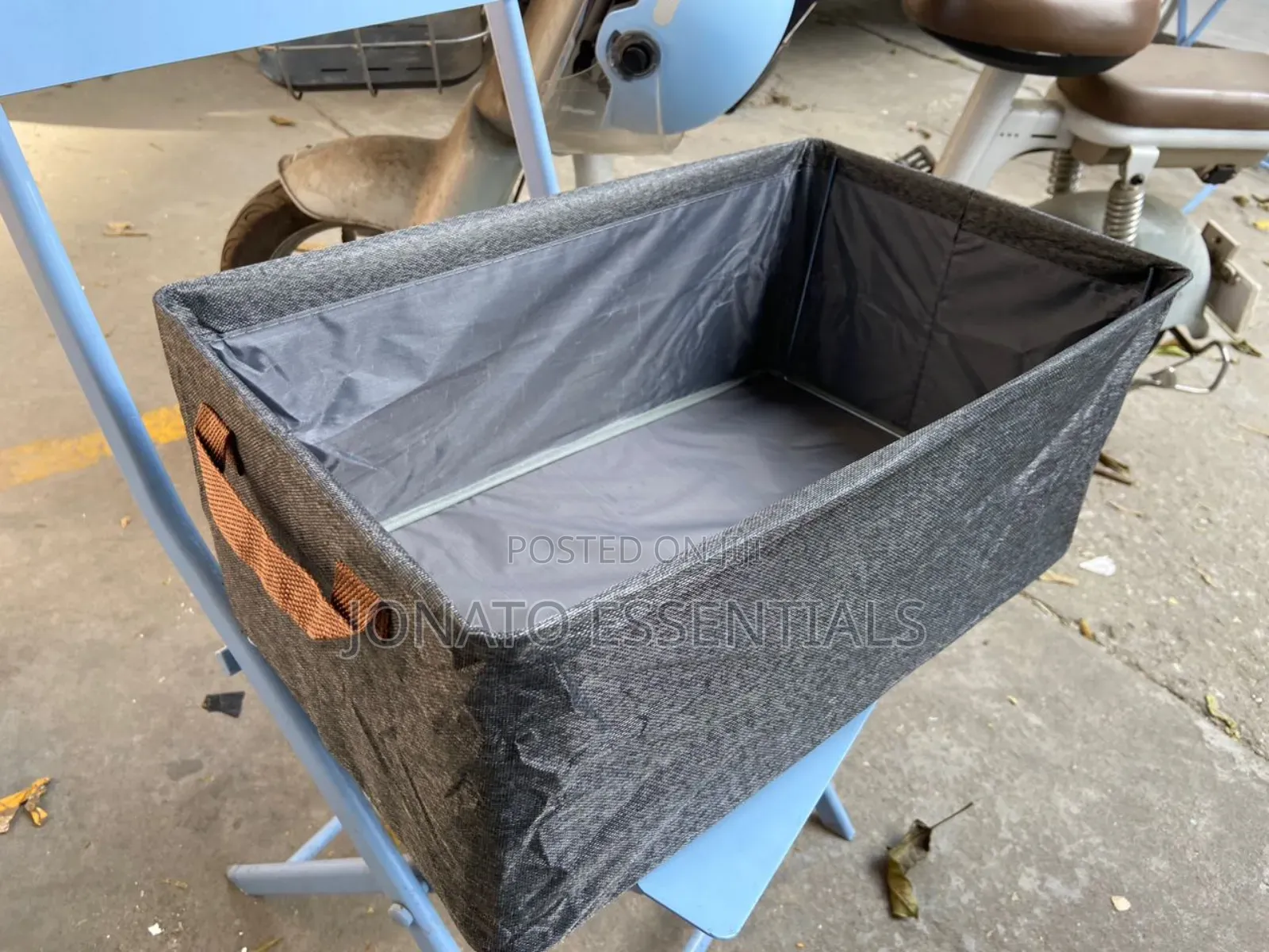Foldable Storage Basket Fabric 50x35x24cm Grey Clothes Organizer Kenya