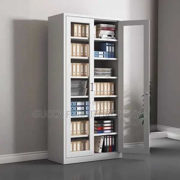2-door Full Glass Steel Document Cabinet