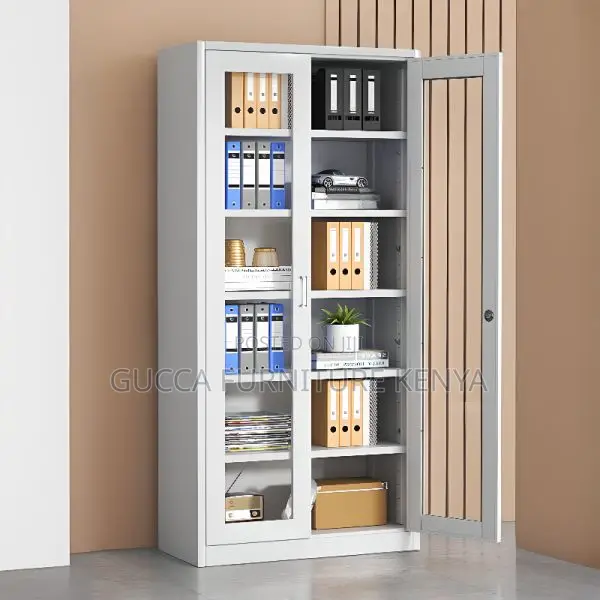 2-door Full Glass Steel Document Cabinet