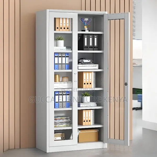 2-door Full Glass Steel Document Cabinet