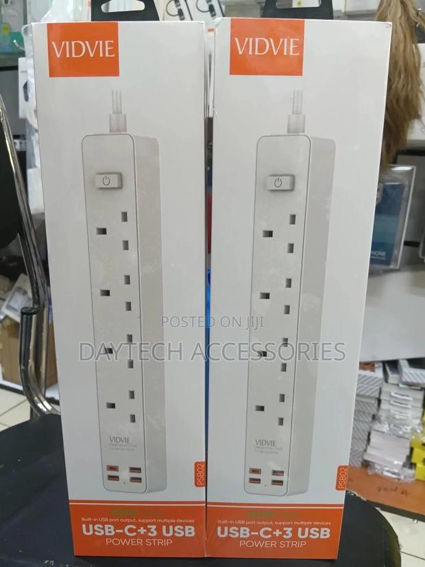 Vidvie 4-Way Extension Socket With Switch Usb Ports.