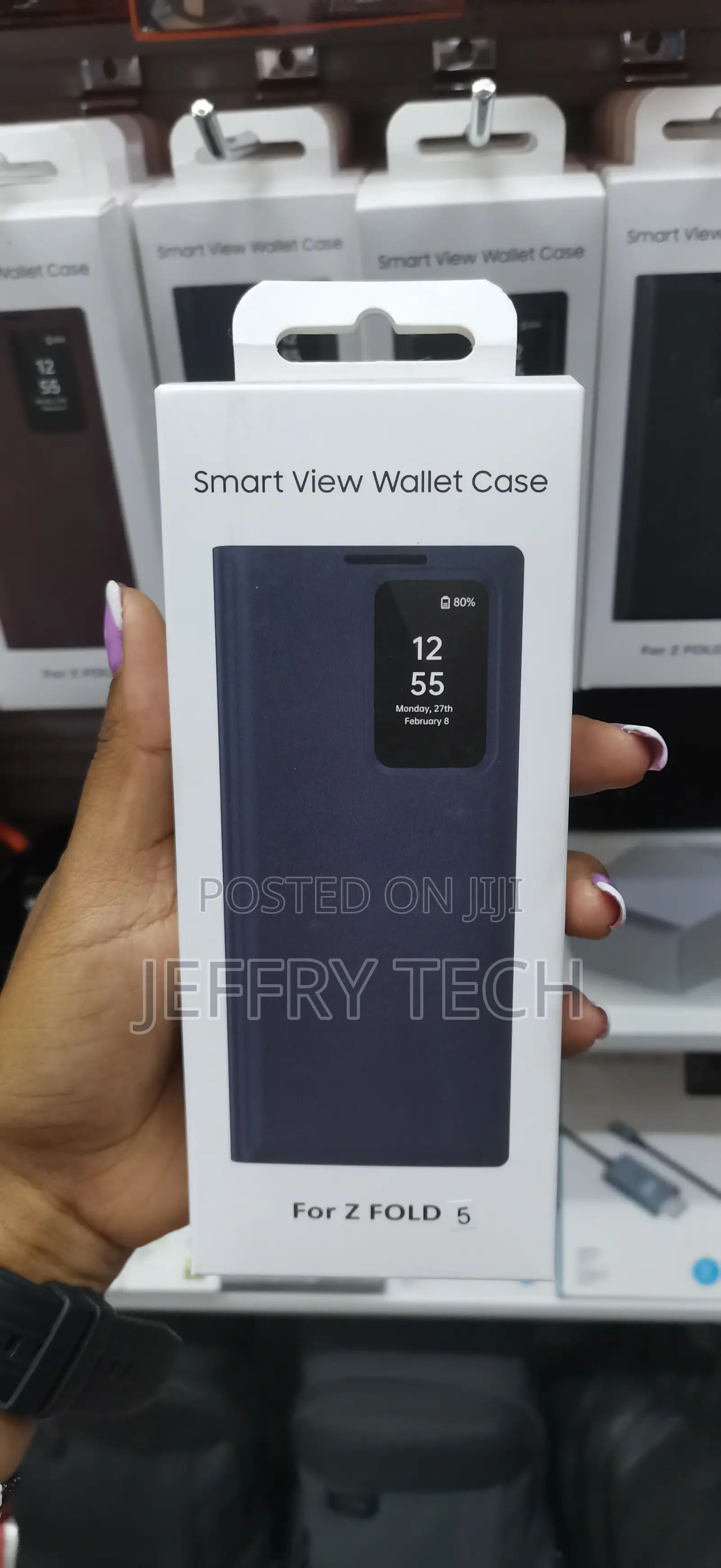 Aswert Samsung Z Fold 5 Flip Clear View Mirror Flip Cover Pu Leather