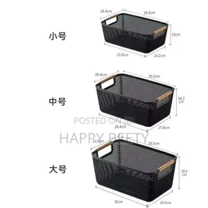 *3 PCS Set Modern Hard Plastic Storage Basket With Wooden Handles*