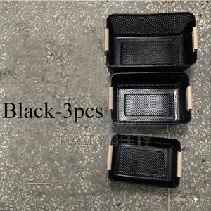 *3 PCS Set Modern Hard Plastic Storage Basket With Wooden Handle