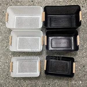 *3 PCS Set Modern Hard Plastic Storage Basket With Wooden Handle