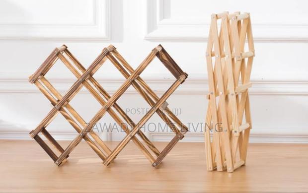 Foldable 10 Slot Wooden Wine Bottle Rack. - thumbnail 2