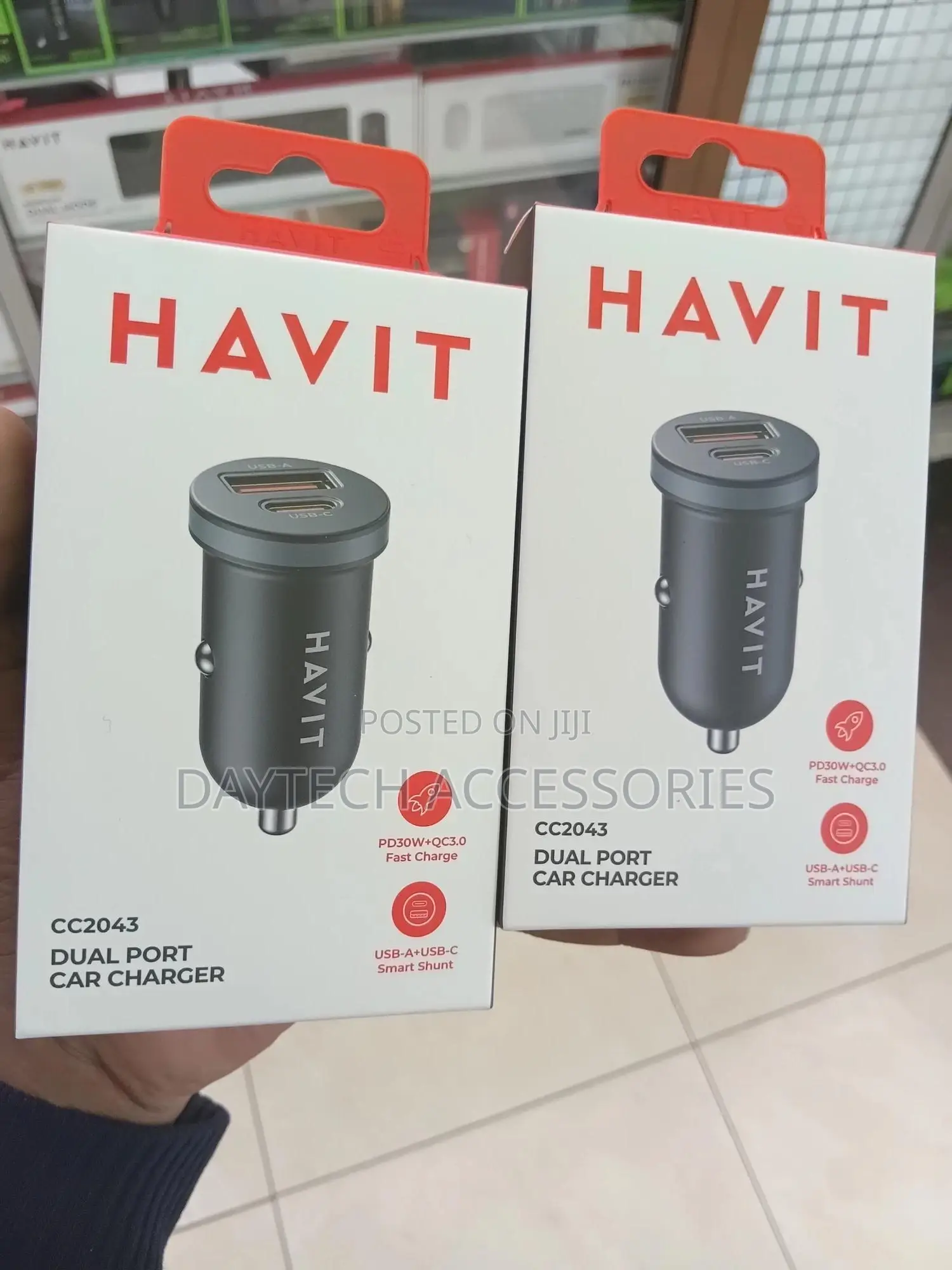 Havit Cc2043 30w Car Charger – Dual Usb Usb-C Fast Charging