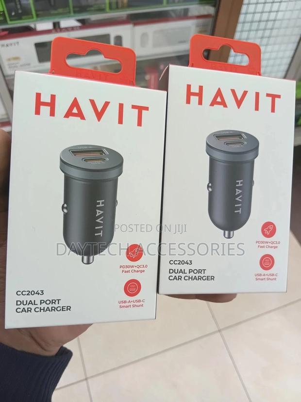 Havit Cc2043 30w Car Charger – Dual Usb Usb-C Fast Charging