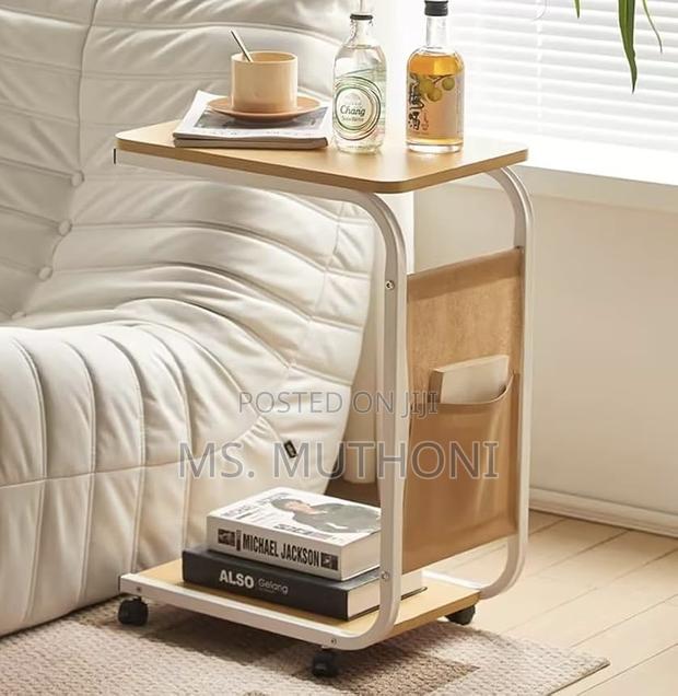 Multifunctional 2 Layer Trolley Side Table With Matching Insert Pocket - thumbnail 2