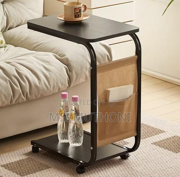 Black Versatile 2 Layer Trolley Side Table