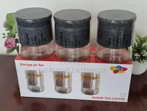 450ml X3pc Glass Canister With Stylish Metal Covering