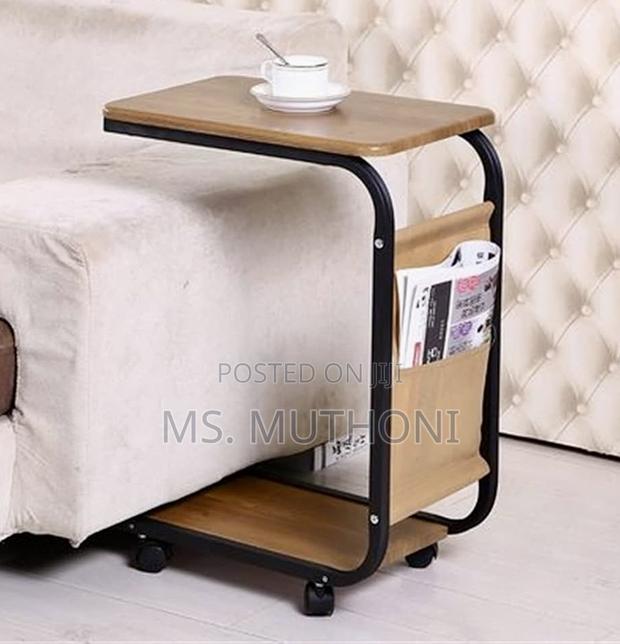 Walnut Versatile 2 Layer Trolley Side Table W/Matching Insert Pocket
