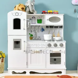 Kitchen Wooden Toy for Kids With Microwave Play Sink Ice Maker