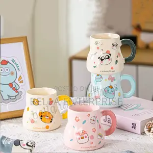 Cartoon-Themed Ceramic Mugs Are Designed for Coffee, Milk, or Tea
