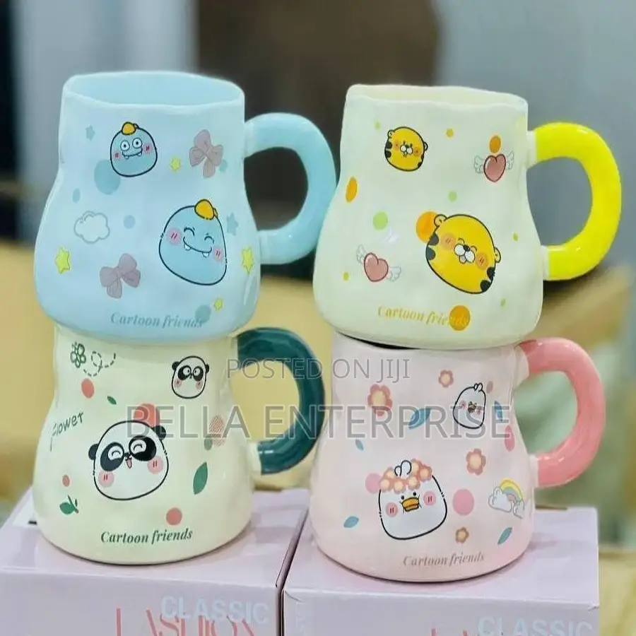 Cartoon-Themed Ceramic Mugs Are Designed for Coffee, Milk, or Tea