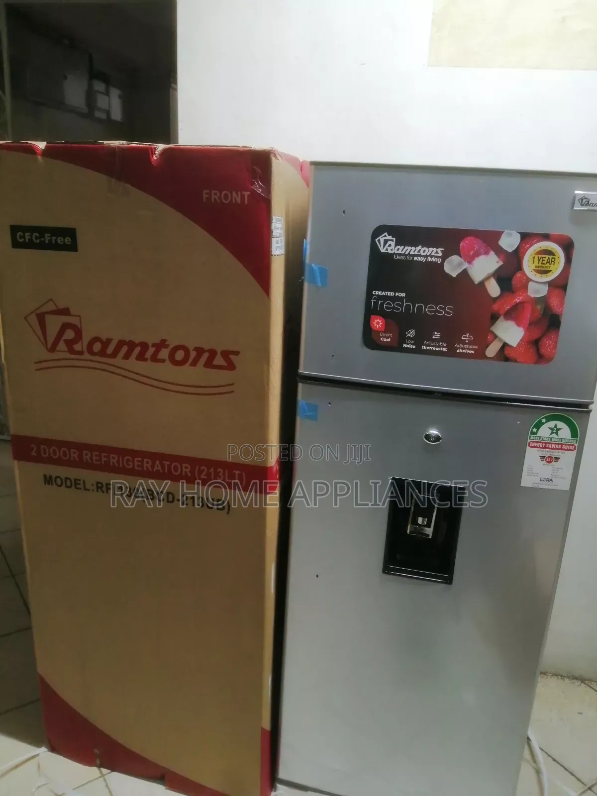 213litres Direct Cool Double Door Refrigerator Ramtons