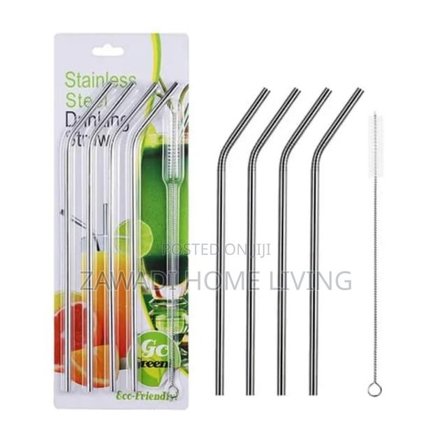 Reusable Metallic Straws With Cleaning Brush