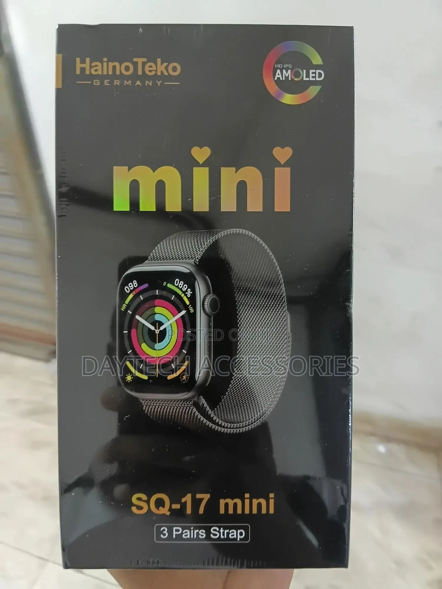 Haino Teko Sq17 Mini Smart Watch With Amoled Display 3 Pair Straps