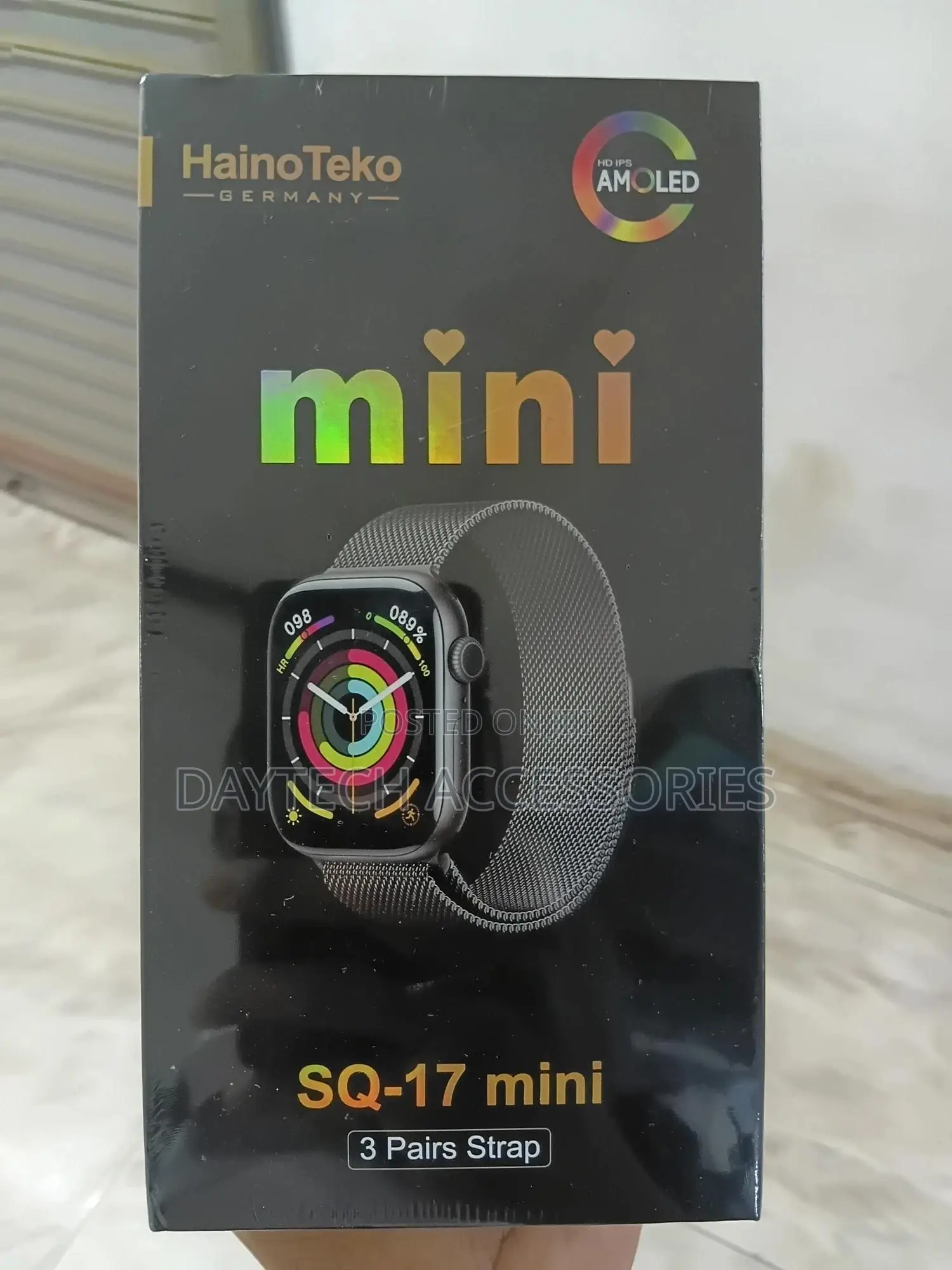 Haino Teko Sq17 Mini Smart Watch With Amoled Display 3 Pair Straps