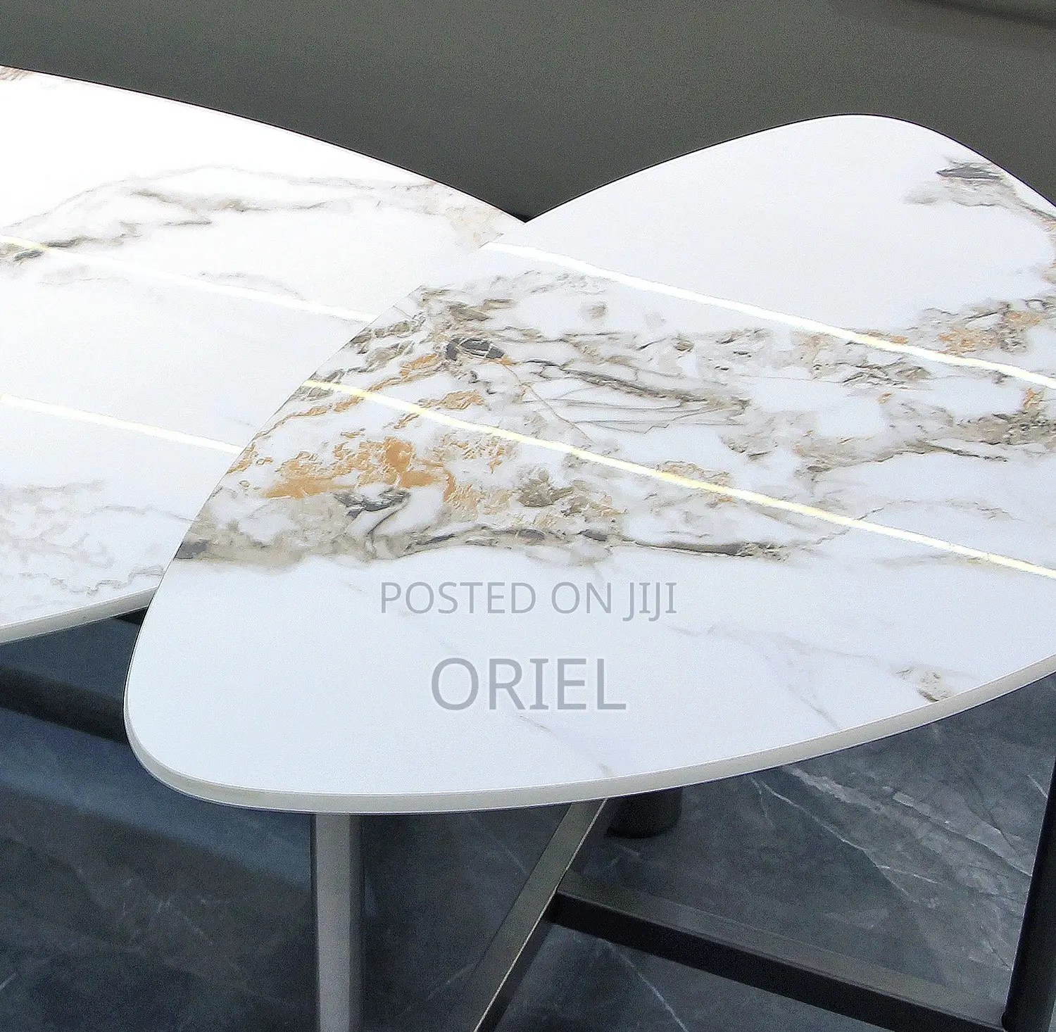Coffee Tables; Oval Marble Accent Table for Living Rooms