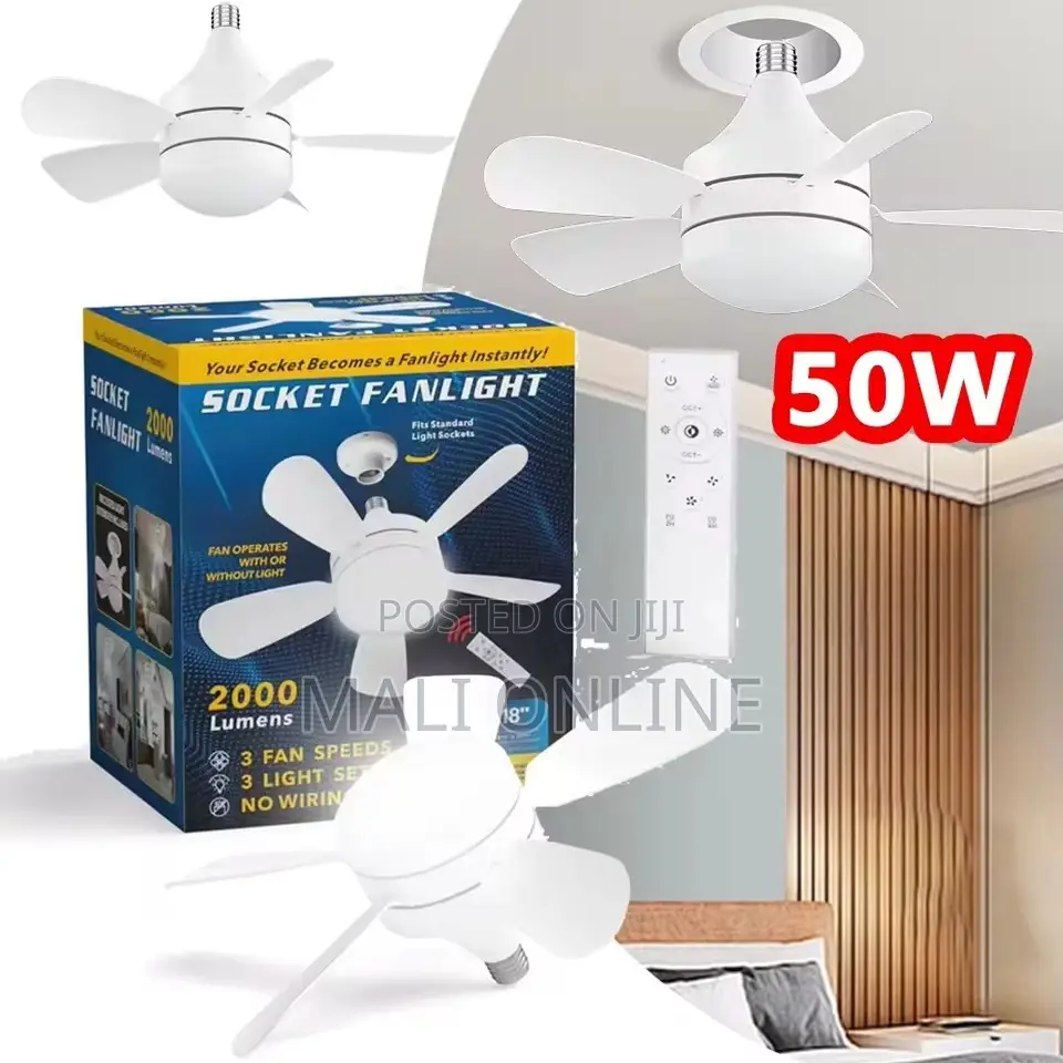 18 Inch Led Ceiling Fan Light E27 Socket Fan With Remote 3 Speed Motor