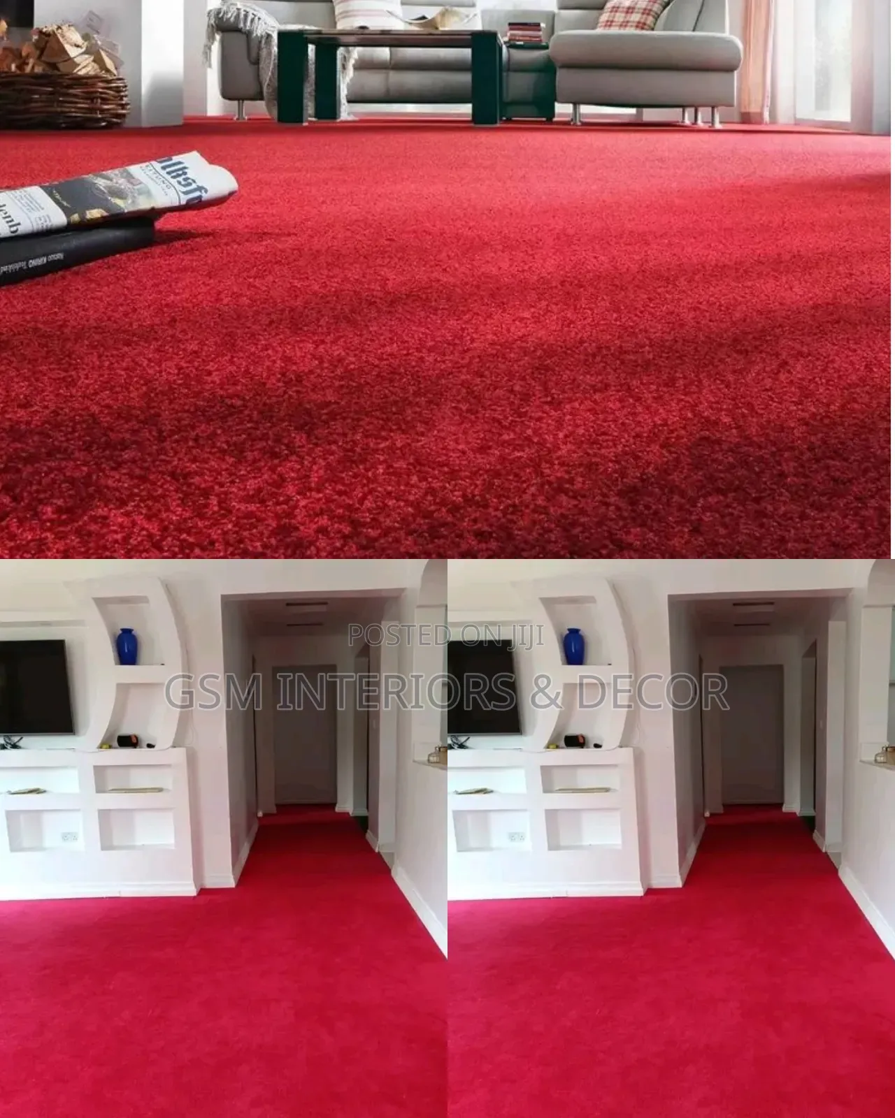 Marun Red Wall to Wall Carpets in Warm Floor Non Wetting