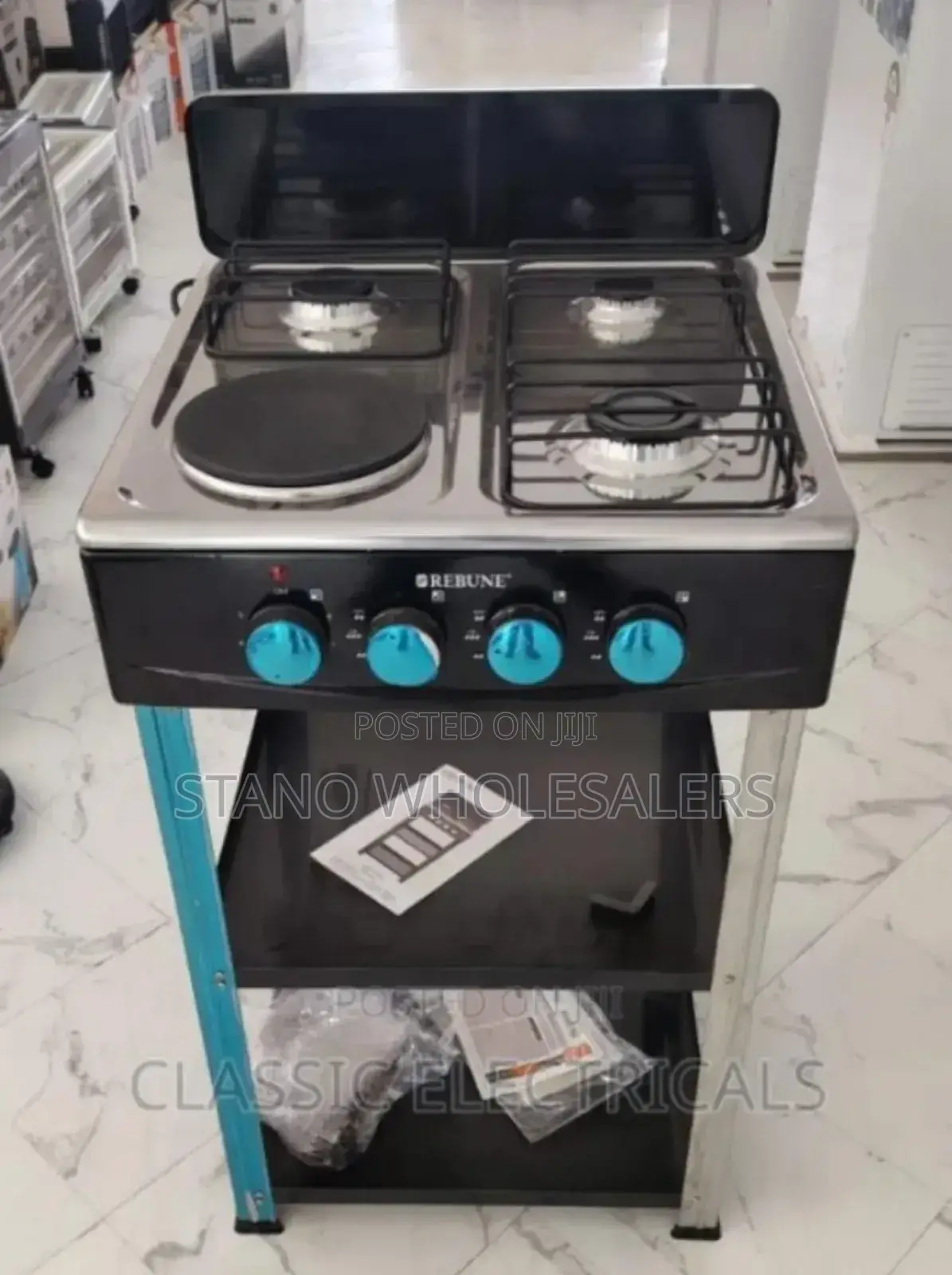 Colour Black -Rebune 3+1 Cooker With Shelves