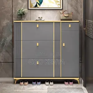 Home Shoe Rack; Flip-top Wooden Shoe Storage Cabinet