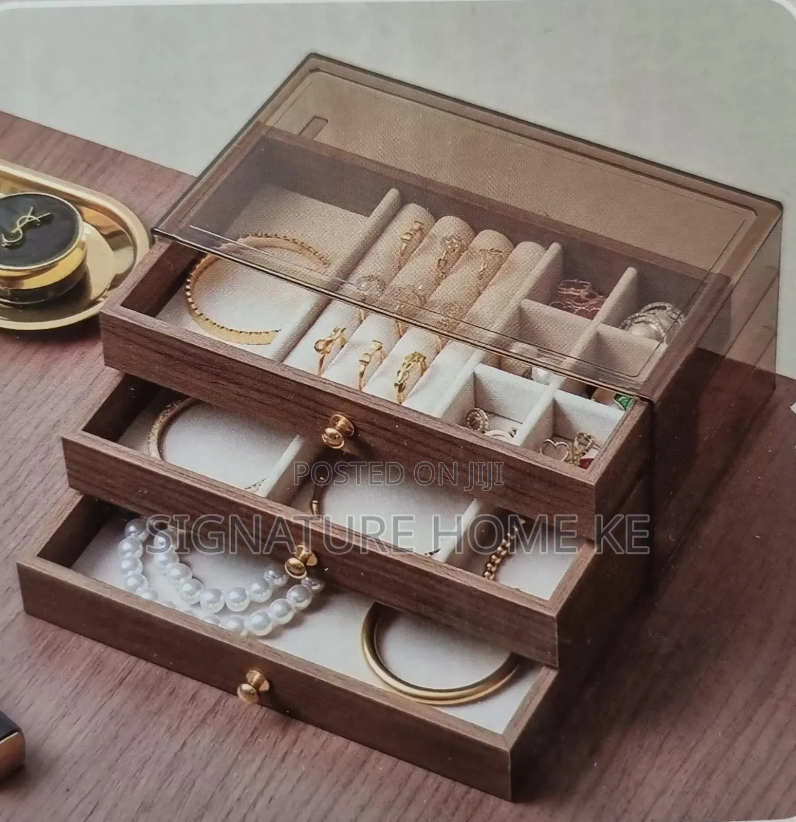 Wood Grain 3 Layer Jewelry Organizer