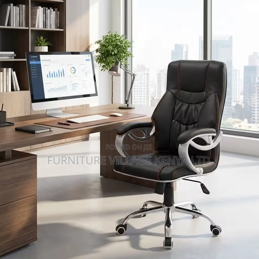Office Chair; Ergonomic Executive Leather Office Seat