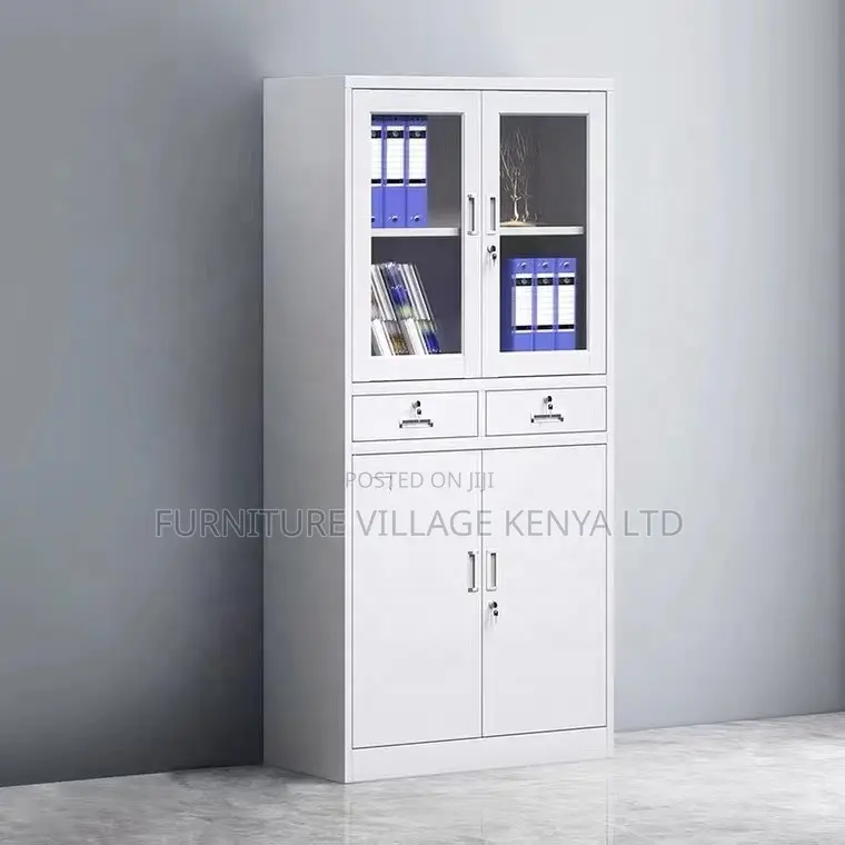 Office Cabinet; 2-door Half Glass With Drawers Office Filling Cabinet
