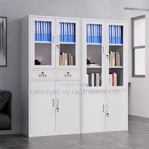 Office Cabinet; 2-door Half Glass With Drawers Office Filling Cabinet