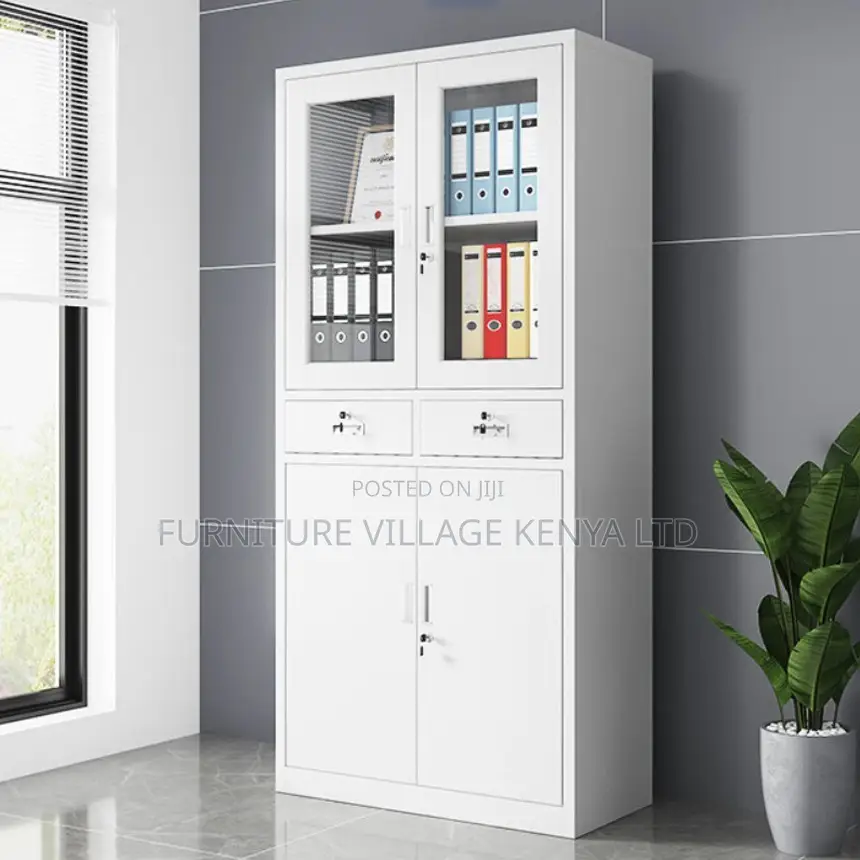Office Cabinet; 2-door Half Glass With Drawers Office Filling Cabinet