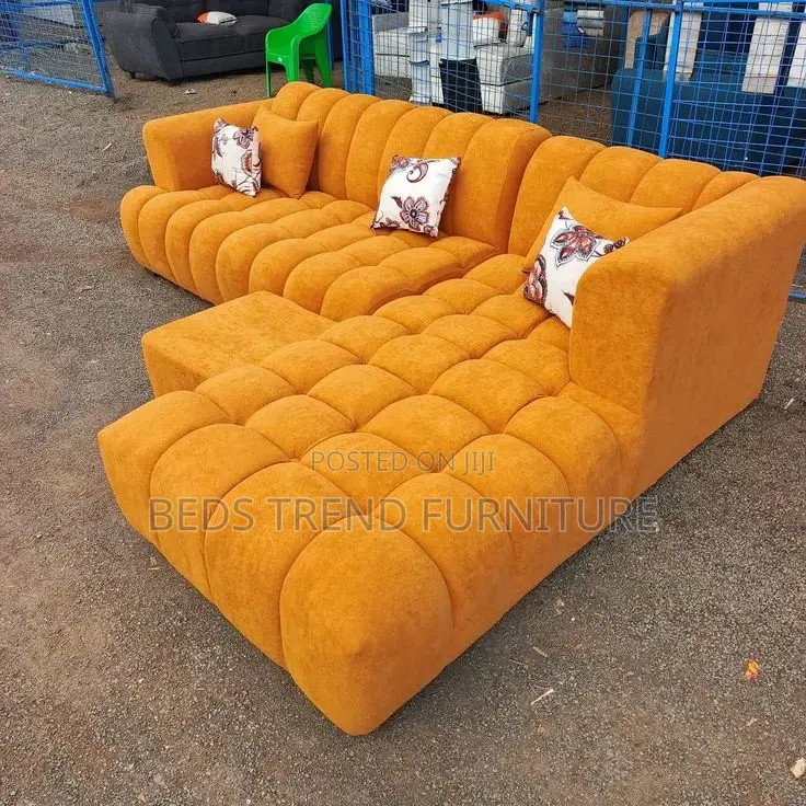 Yellow Modern 6 Seater Bubble L Sofa