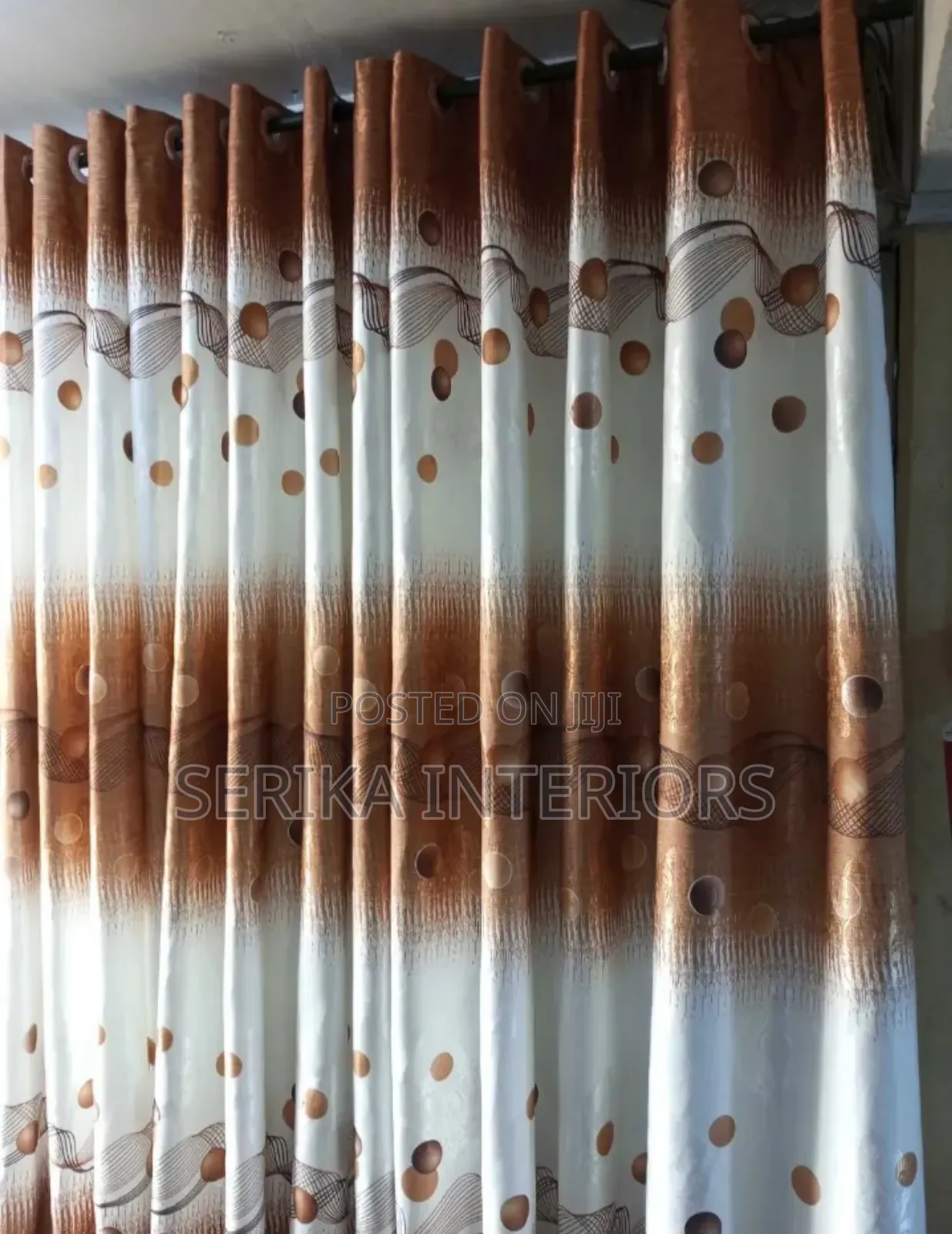 Brown and White Mix Curtains Curtains Environmental Friendly Justice