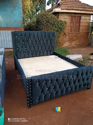 Luxury Black Studded Tufted Bed