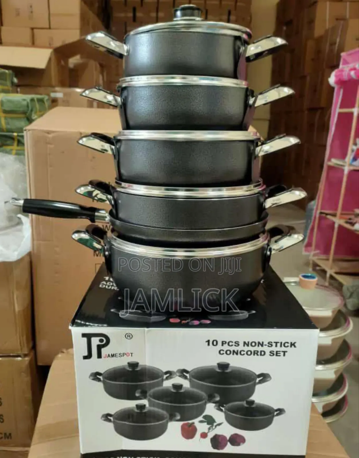 James Pot Black Cookware Set Nonstick Durable Kitchen Set - Js