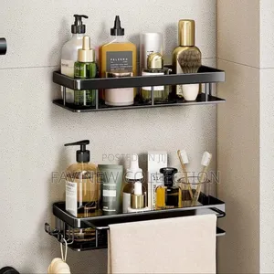 2 PCS Aluminum Alloy Rectangular Shelf With Towel Holder